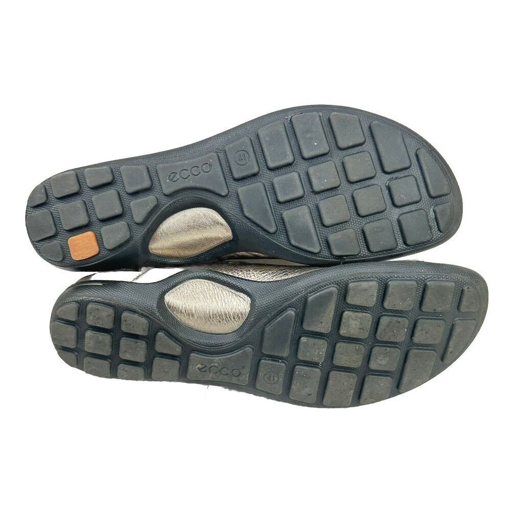 Ecco Jab Toggle Open Toe Sandals EU 41 US 10/10.5 Pewter Perforated Metallic - Picture 9 of 13